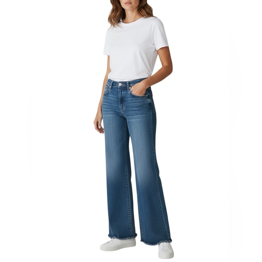 DEEP SOUTH POUT Size 32 Wide-Leg Jeans Raw Hem With Stretch S22